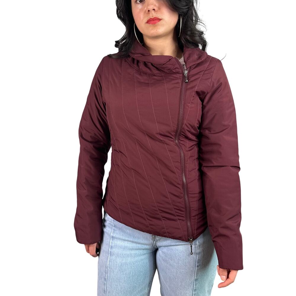Prana Purple Asymmetrical Light Puffer Jacket